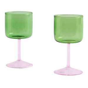 HAY Tint Wine Glasses - Set of 2 - Green/Pink - New in Box